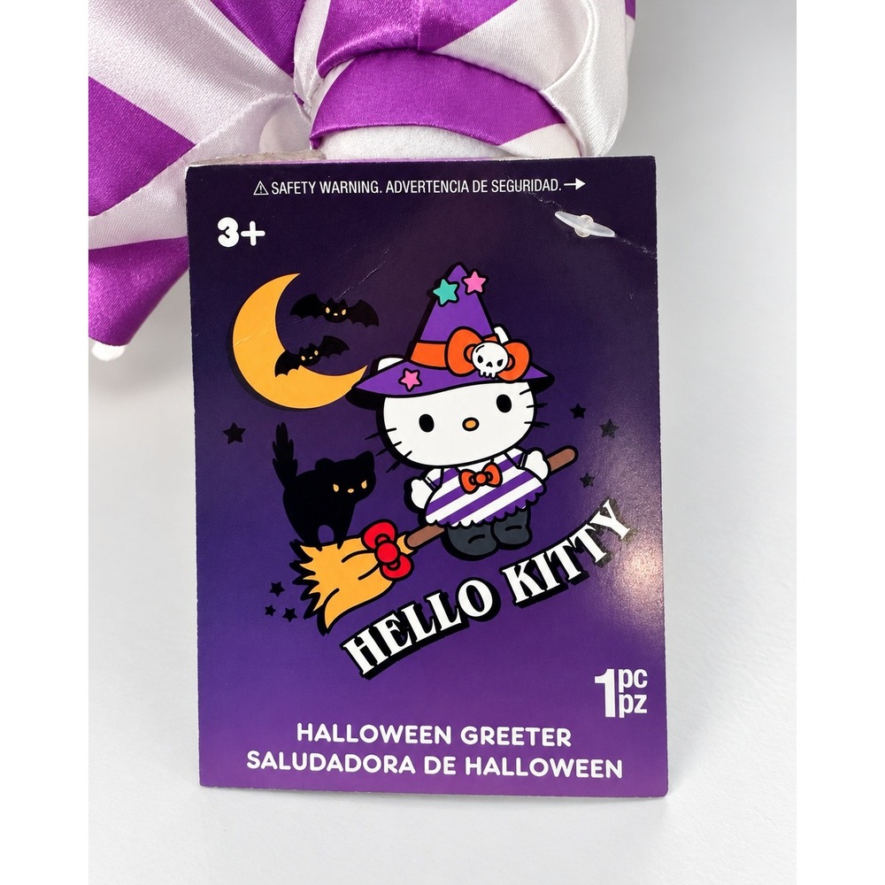 Hello Kitty Halloween Witch Greeter 23 in Purple Stripe Plush Gemmy NWT - Picture 4 of 9